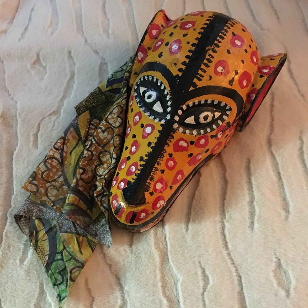 Vintage Bamana Bozo Yellow Leopard Baboon Mask - Mali African Art OS